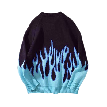 Blue Fire Flame Oversize Unisex Jumper Sweater
