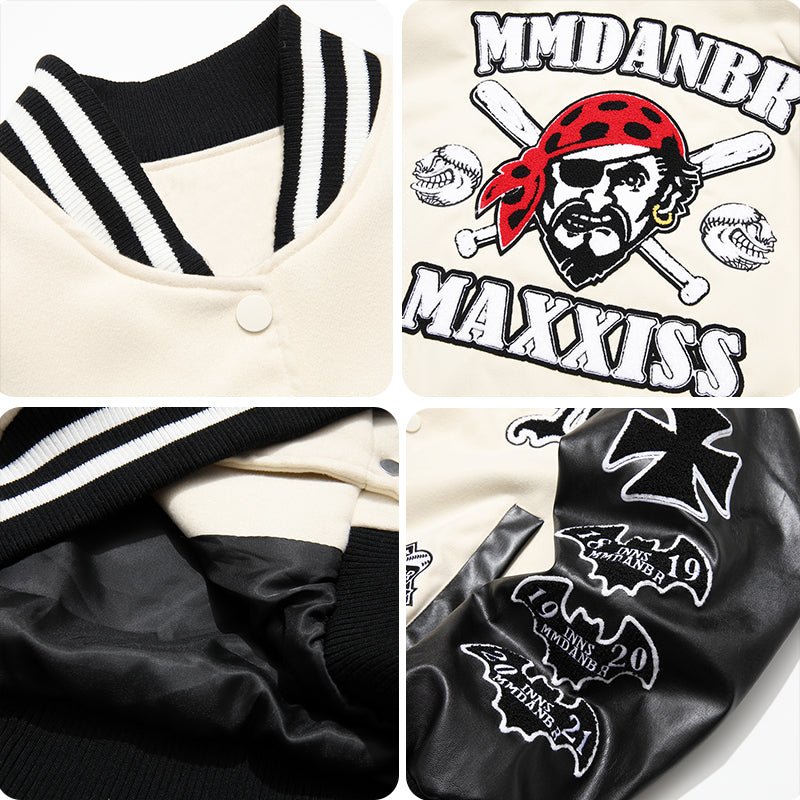 Lemandik Dark Style Varsity Jacket Captain Pirate